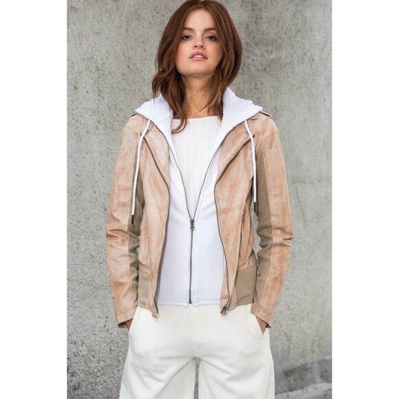 Jakett Hannah Patina Leather Jacket With White Hood - Picture 4 of 16